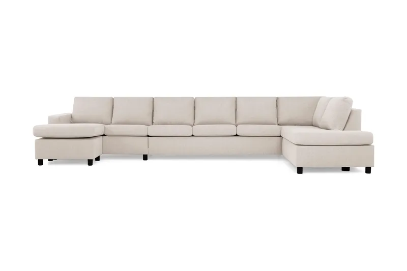 Crazy 6-seters Høyrevendt U-formet XX-Large Sofa med Divan og Sjeselong i Stoff - Beige - Møbler - Sofaer - U-sofa