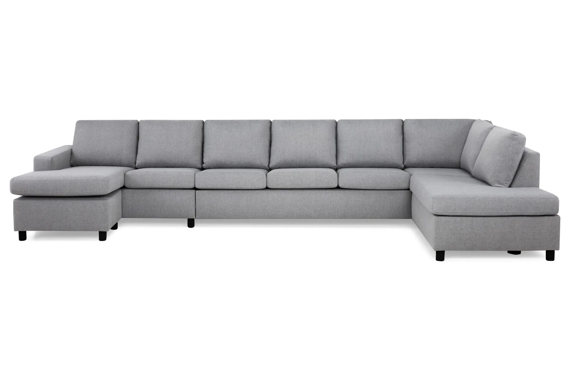 Crazy 6-seters Høyrevendt U-formet XX-Large Sofa med Divan og Sjeselong i Stoff - Grå