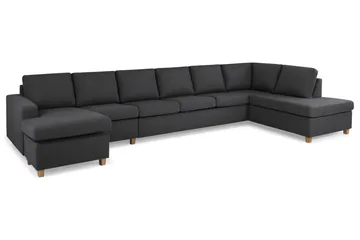 Crazy 6-seters Høyrevendt U-formet XX-Large Sofa med Divan og Sjeselong i Stoff - Mørkegrå - Møbler - Sofaer - U-sofa