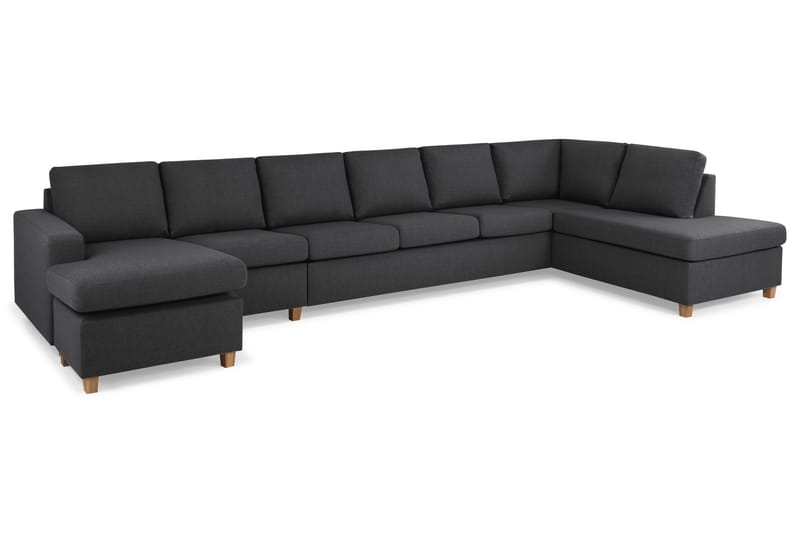Crazy 6-seters Høyrevendt U-formet XX-Large Sofa med Divan og Sjeselong i Stoff - Mørkegrå - Møbler - Sofaer - U-sofa