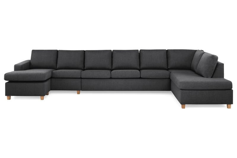Crazy 6-seters Høyrevendt U-formet XX-Large Sofa med Divan og Sjeselong i Stoff, Mørkegrå