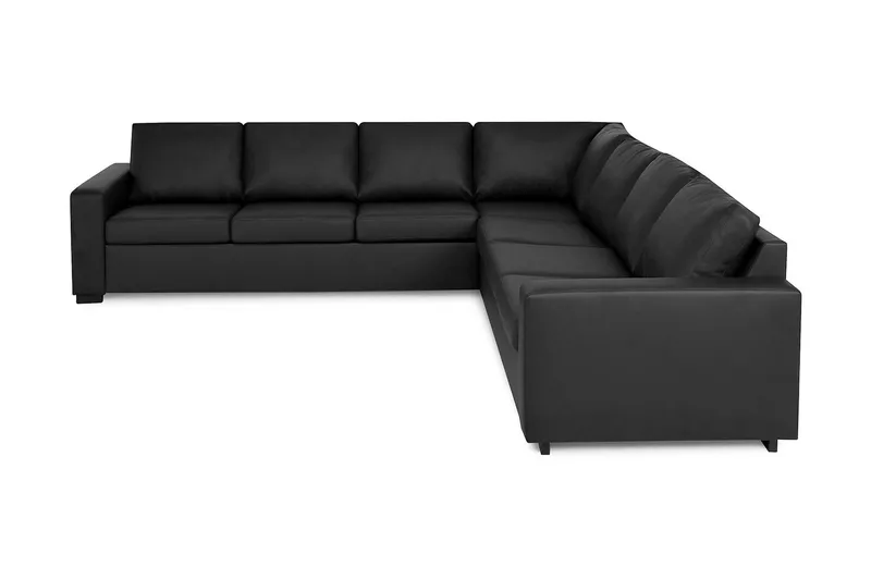 Crazy 6-seters Vendbar L-formet X-Large Hjørnesofa i Kunstlær, Svart
