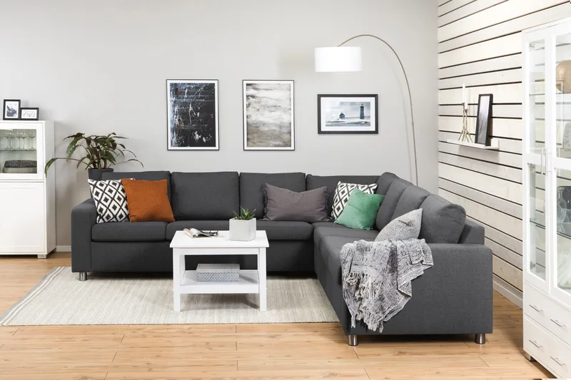 Crazy 6-seters Vendbar L-formet X-Large Hjørnesofa i Stoff - Mørkegrå - Møbler - Sofaer - Hjørnesofa
