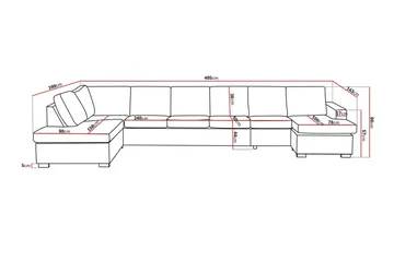 Crazy 6-seters Venstrevendt U-formet XX-Large Sofa med Divan og Sjeselong i Kunstlær - Svart - Møbler - Sofaer - Skinnsofaer