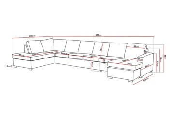 Crazy 6-seters Venstrevendt U-formet XX-Large Sofa med Divan og Sjeselong i Stoff - Grå - Møbler - Sofaer - U-sofa