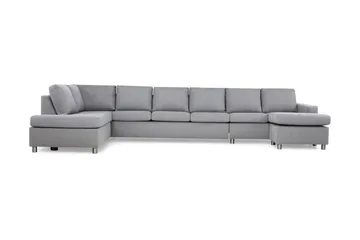 Crazy 6-seters Venstrevendt U-formet XX-Large Sofa med Divan og Sjeselong i Stoff - Grå - Møbler - Sofaer - U-sofa