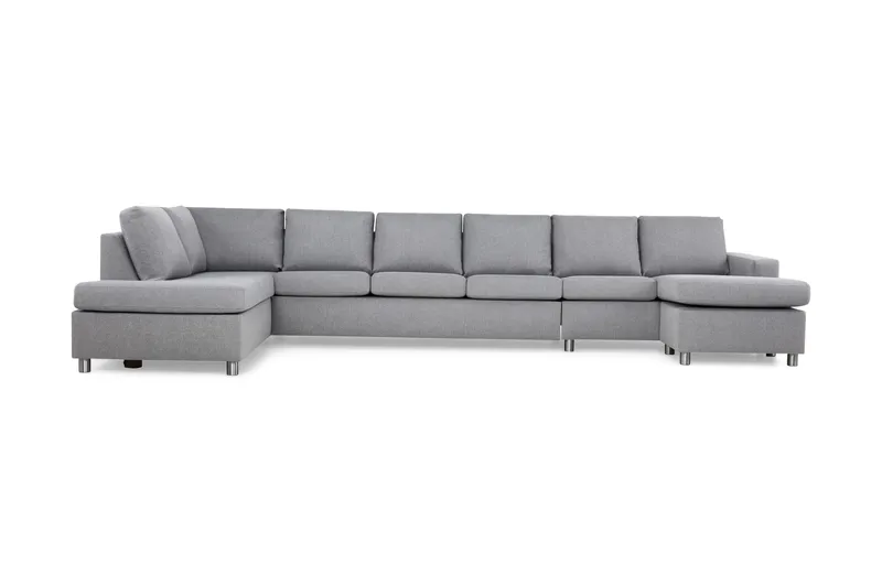 Crazy 6-seters Venstrevendt U-formet XX-Large Sofa med Divan og Sjeselong i Stoff - Grå - Møbler - Sofaer - U-sofa