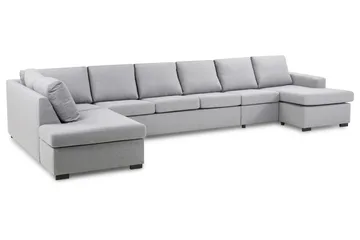 Crazy 6-seters Venstrevendt U-formet XX-Large Sofa med Divan og Sjeselong i Stoff - Grå - Møbler - Sofaer - U-sofa