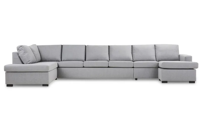 Crazy 6-seters Venstrevendt U-formet XX-Large Sofa med Divan og Sjeselong i Stoff - Grå - Møbler - Sofaer - U-sofa
