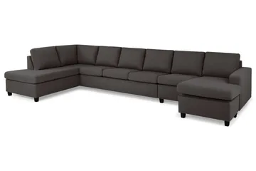 Crazy 6-seters Venstrevendt U-formet XX-Large Sofa med Divan og Sjeselong i Stoff - Mørkegrå - Møbler - Sofaer - U-sofa