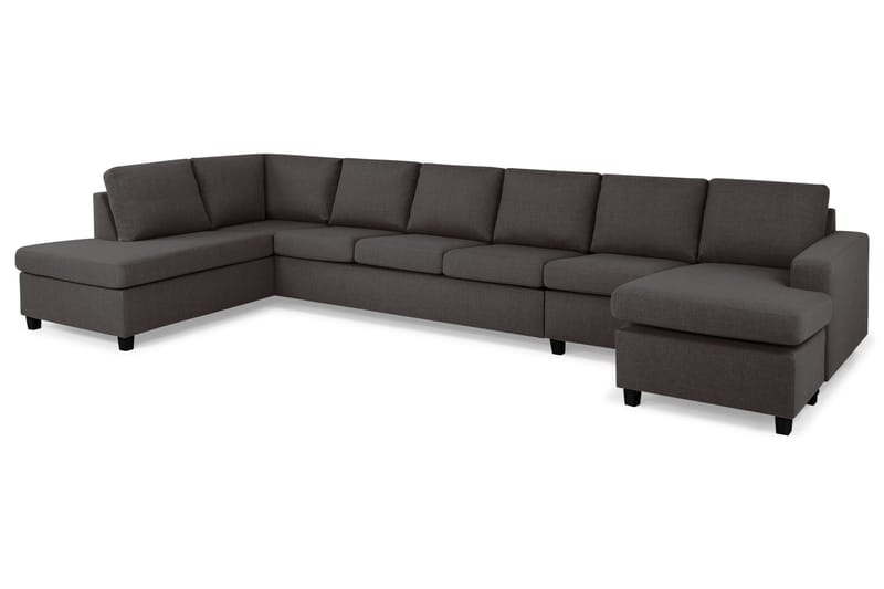 Crazy 6-seters Venstrevendt U-formet XX-Large Sofa med Divan og Sjeselong i Stoff - Mørkegrå - Møbler - Sofaer - U-sofa