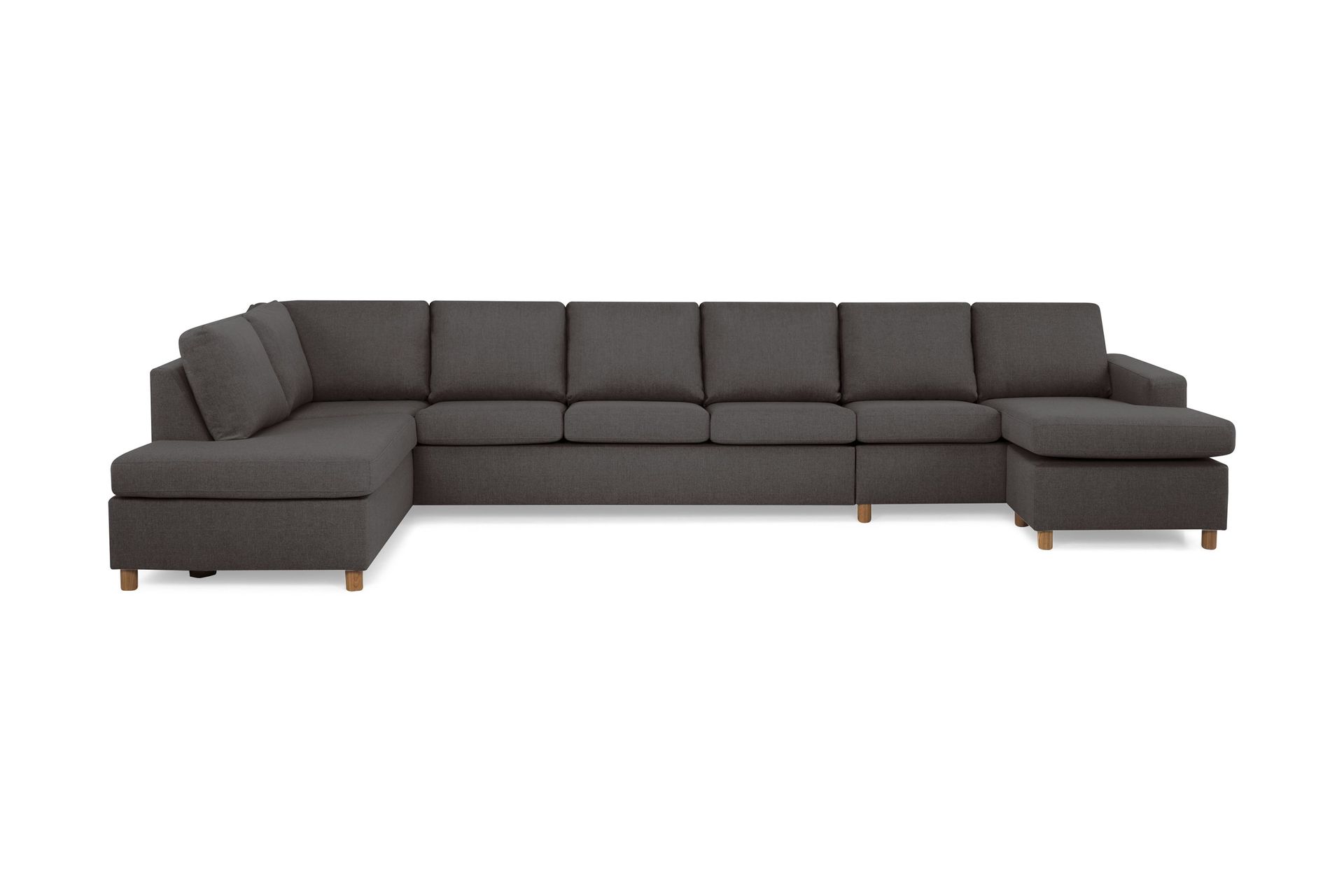 Crazy 6-seters Venstrevendt U-formet XX-Large Sofa med Divan og Sjeselong i Stoff - Mørkegrå