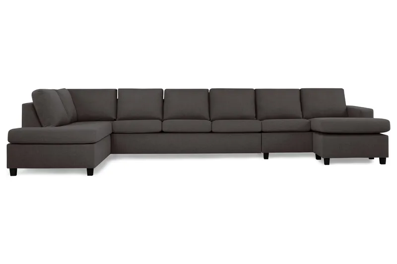 Crazy 6-seters Venstrevendt U-formet XX-Large Sofa med Divan og Sjeselong i Stoff - Mørkegrå - Møbler - Sofaer - U-sofa
