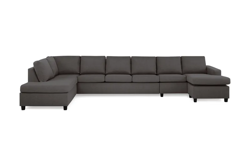 Crazy 6-seters Venstrevendt U-formet XX-Large Sofa med Divan og Sjeselong i Stoff, Mørkegrå