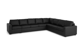 Crazy 7-seters vendbar L-formet ekstra ekstra stor hjørnesofa i kunstskinn - Svart - Møbler - Sofaer - Skinnsofaer