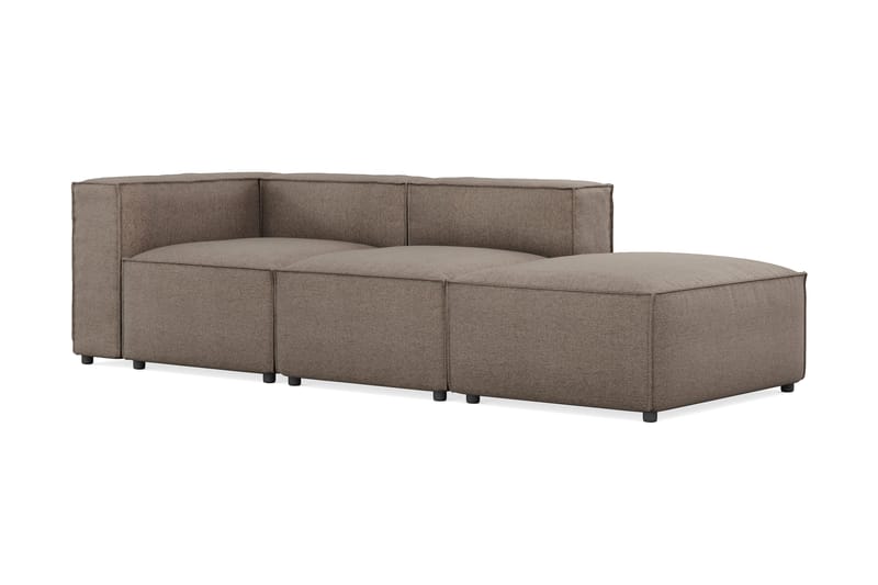 Cubo 3-seters Dyp Modulsofa + Fotskammel i Stoff - Grå - Møbler - Sofaer - Sofa 3 seter