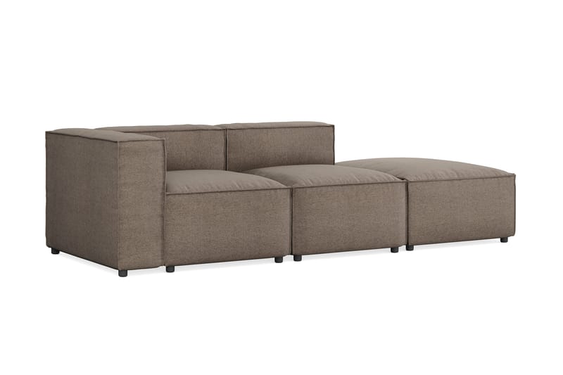 Cubo 3-seters Dyp Modulsofa + Fotskammel i Stoff - Grå - Møbler - Sofaer - Sofa 3 seter