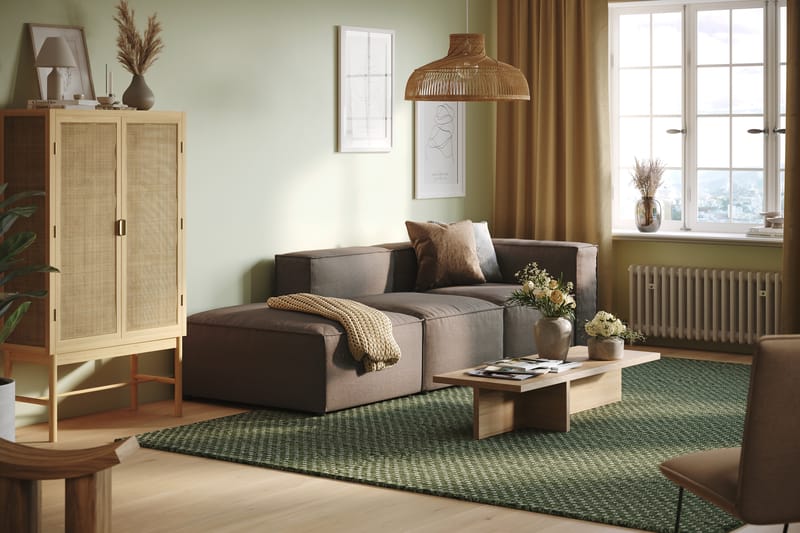 Cubo 3-seters Dyp Modulsofa + Fotskammel i Stoff - Grå - Møbler - Sofaer - Sofa 3 seter