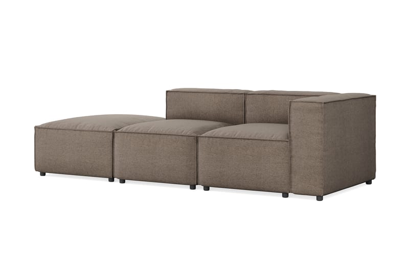 Cubo 3-seters Dyp Modulsofa + Fotskammel i Stoff - Grå - Møbler - Sofaer - Sofa 3 seter