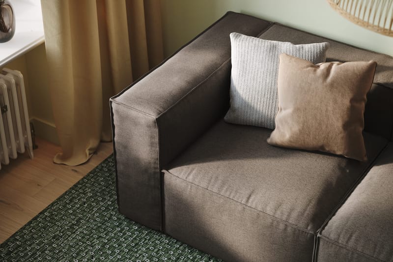 Cubo 3-seters Dyp Modulsofa + Fotskammel i Stoff - Grå - Møbler - Sofaer - Sofa 3 seter
