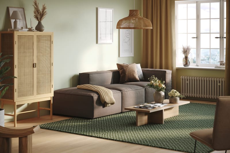 Cubo 3-seters Dyp Modulsofa + Fotskammel i Stoff - Grå - Møbler - Sofaer - Sofa 3 seter