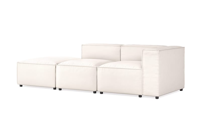 Cubo 3-seters Dyp Modulsofa + Fotskammel i Stoff - Hvit - Møbler - Sofaer - Sofa 3 seter