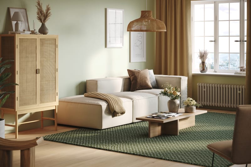Cubo 3-seters Dyp Modulsofa + Fotskammel i Stoff - Hvit - Møbler - Sofaer - Sofa 3 seter
