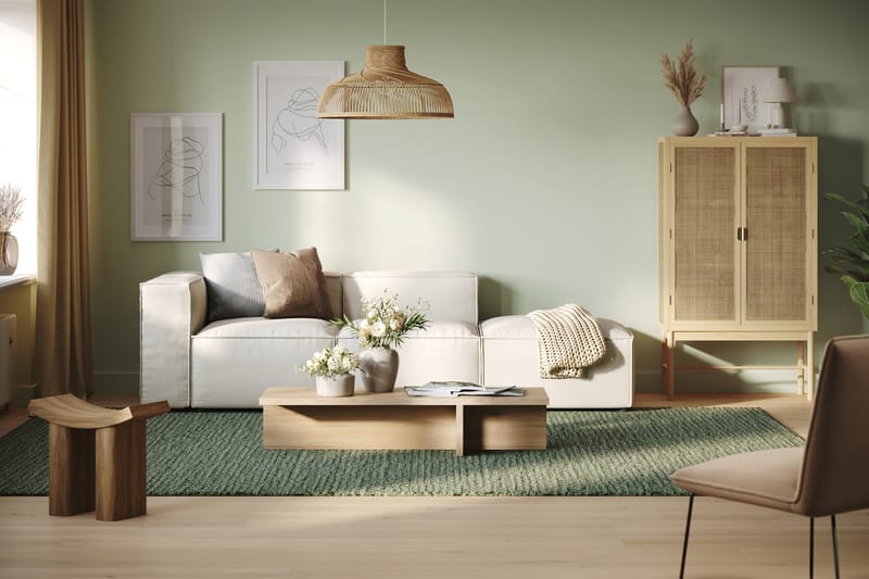 Cubo 3-seters Dyp Modulsofa + Fotskammel i Stoff - Hvit - Møbler - Sofaer - Sofa 3 seter