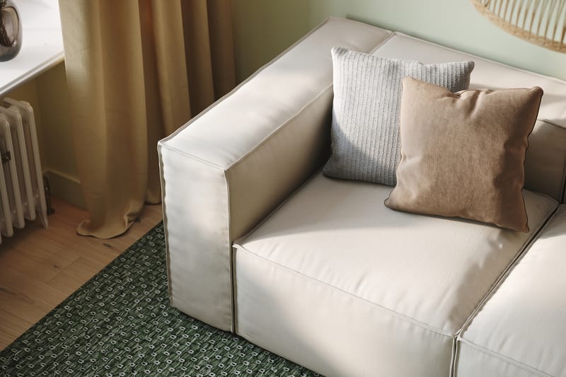 Cubo 3-seters Dyp Modulsofa + Fotskammel i Stoff - Hvit - Møbler - Sofaer - Sofa 3 seter