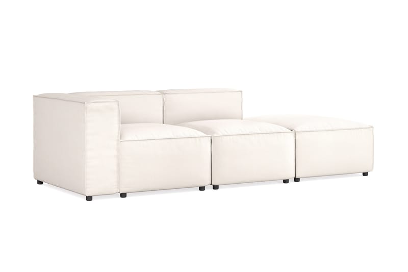 Cubo 3-seters Dyp Modulsofa + Fotskammel i Stoff - Hvit - Møbler - Sofaer - Sofa 3 seter