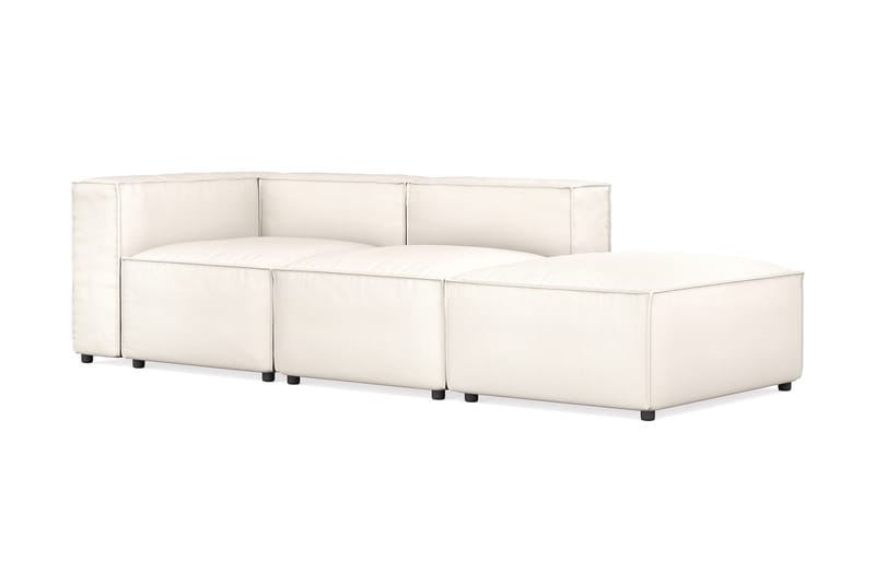 Cubo 3-seters Dyp Modulsofa + Fotskammel i Stoff - Hvit - Møbler - Sofaer - Sofa 3 seter