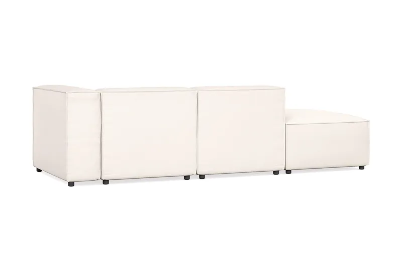 Cubo 3-seters Dyp Modulsofa + Fotskammel i Stoff - Hvit - Møbler - Sofaer - Modulsofaer - Komplett modulsofa