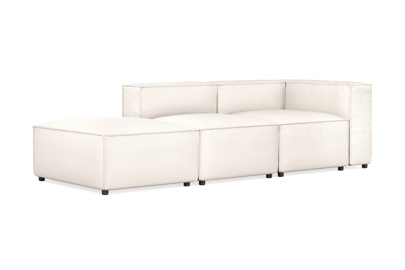 Cubo 3-seters Dyp Modulsofa + Fotskammel i Stoff - Hvit - Møbler - Sofaer - Sofa 3 seter