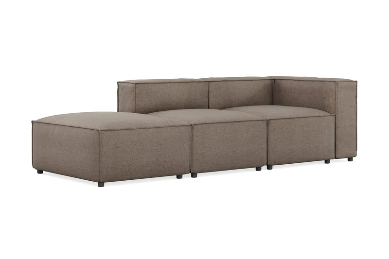 Cubo 3-seters Dyp Modulsofa + Fotskammel i Stoff - Grå - Møbler - Sofaer - Modulsofaer - Komplett modulsofa
