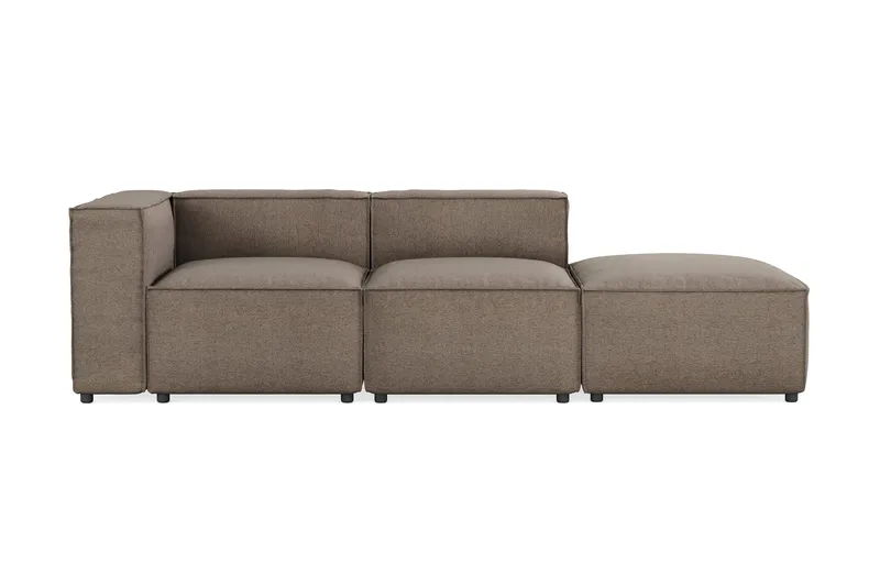 Cubo 3-seters Dyp Modulsofa + Fotskammel i Stoff, Grå