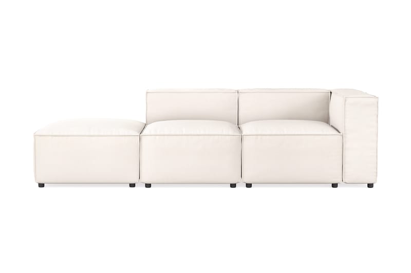 Cubo 3-seters Dyp Modulsofa + Fotskammel i Stoff, Hvit