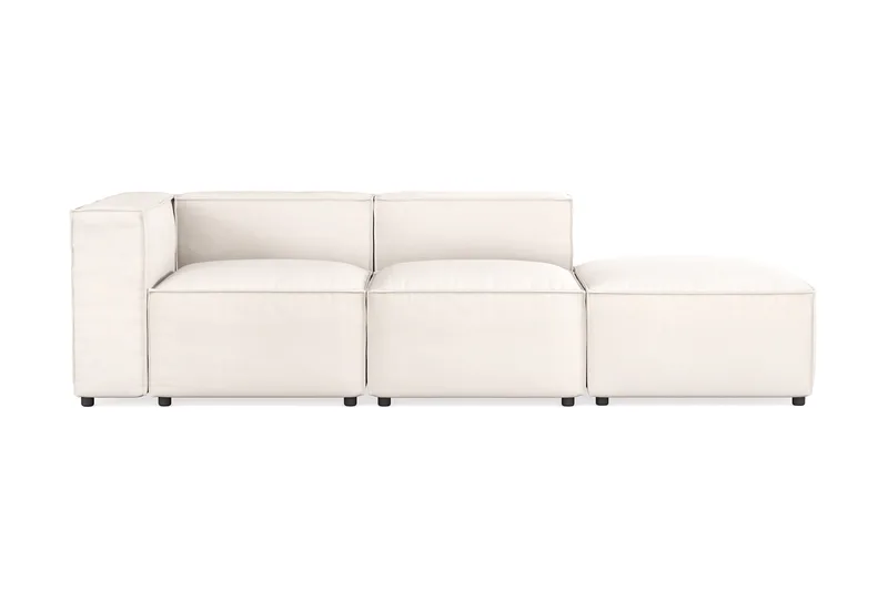 Cubo 3-seters Dyp Modulsofa + Fotskammel i Stoff, Hvit
