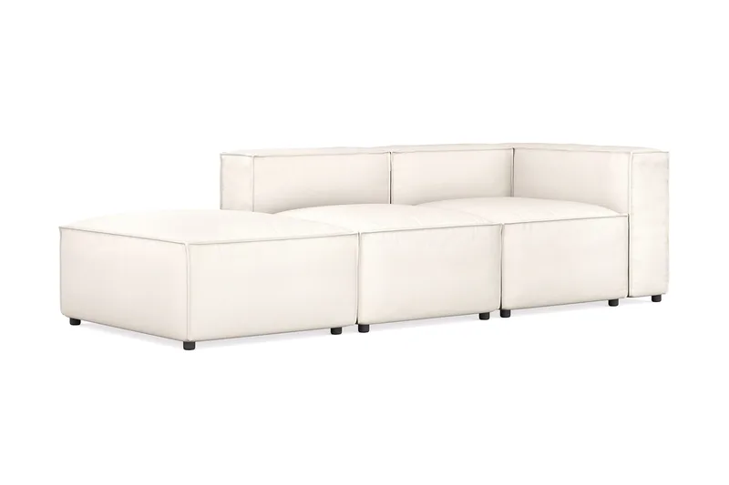 Cubo 3-seters Dyp Modulsofa + Fotskammel i Stoff - Hvit - Møbler - Sofaer - Modulsofaer - Komplett modulsofa