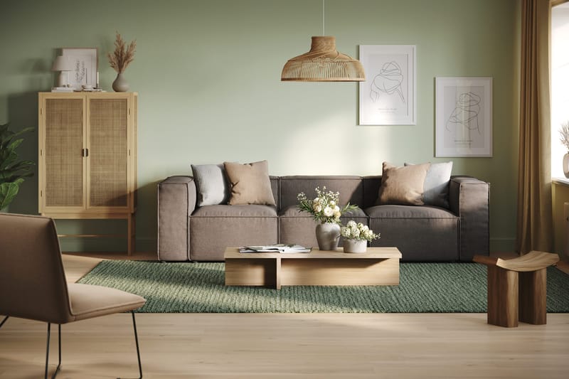 Cubo 4-seters Dyp Modulsofa i Stoff - Grå - Møbler - Sofaer - Sofa 3 seter