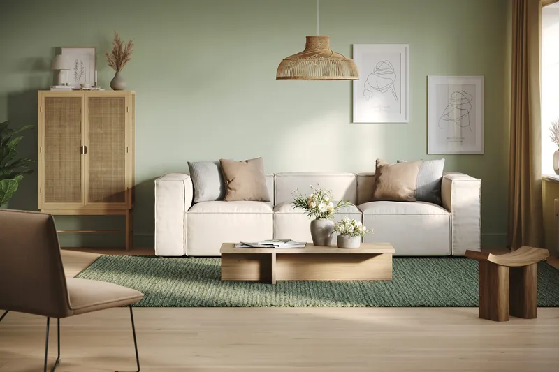 Cubo 4-seters Dyp Modulsofa i Stoff - Hvit - Møbler - Sofaer - Sofa 3 seter