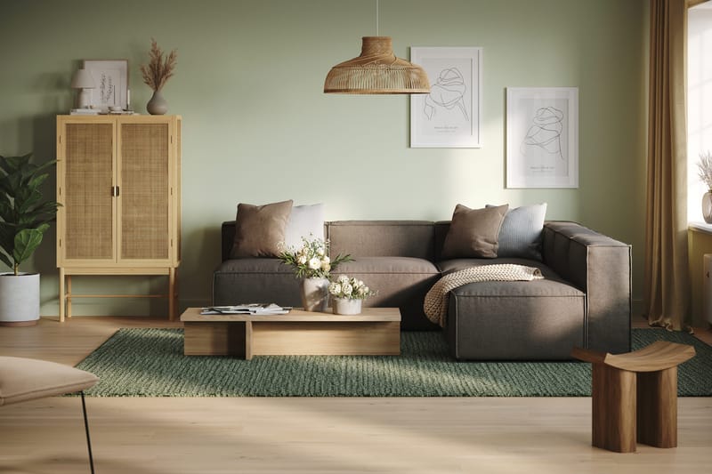 Cubo 5-seters L-formet Dyp Modulhjørnesofa i Stoff - Grå - Møbler - Sofaer - Hjørnesofa