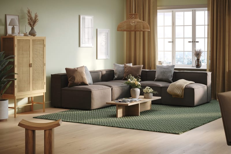 Cubo 5-seters L-formet Dyp Modulhjørnesofa i Stoff - Grå - Møbler - Sofaer - Hjørnesofa