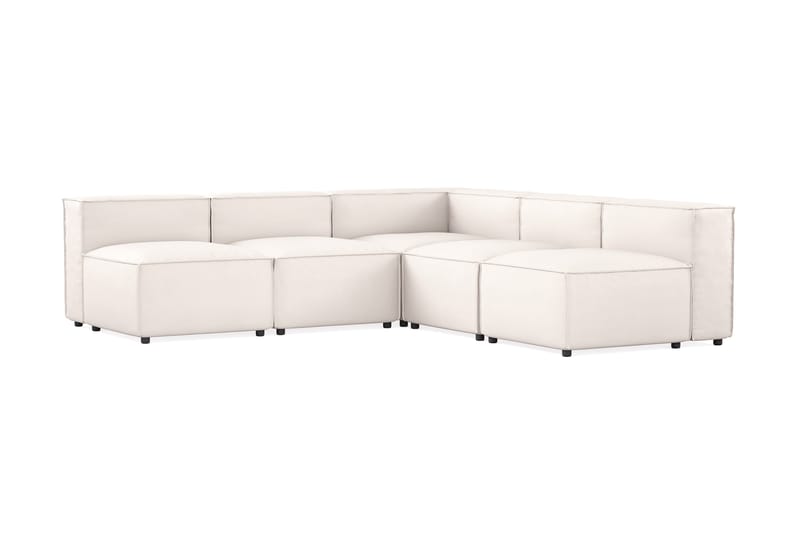 Cubo 5-seters L-formet Dyp Modulhjørnesofa i Stoff - Hvit - Møbler - Sofaer - Hjørnesofa