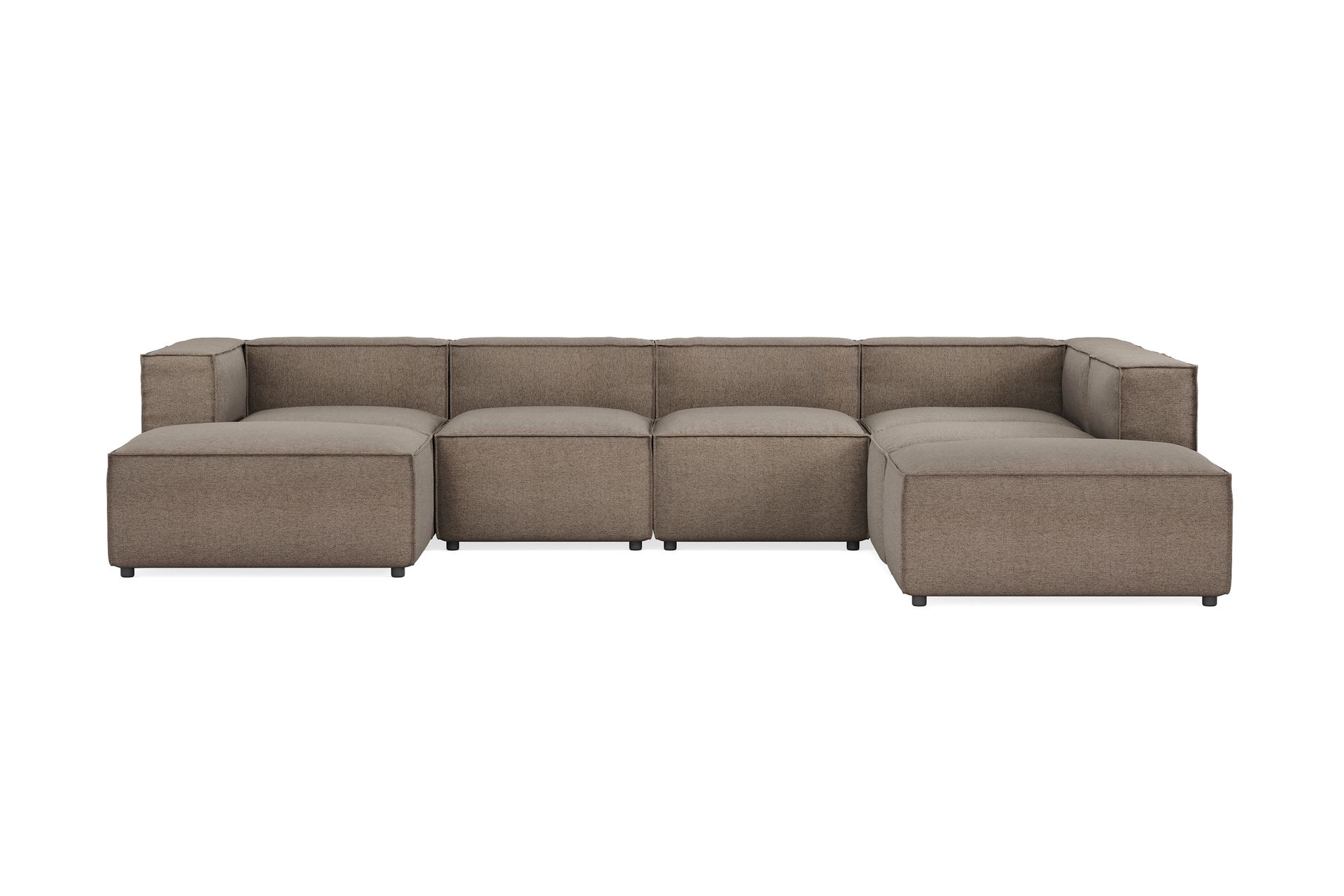 Cubo 5-seters U-formet Dyp Modulsofa med Divan og Sjeselong i Fløyel - Grå - Møbler - Sofaer - U-sofa