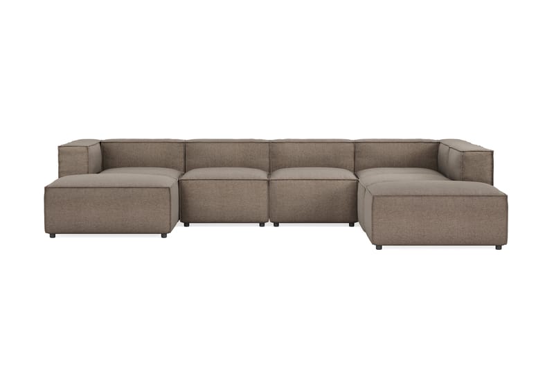 Cubo 5-seters U-formet Dyp Modulsofa med Divan og Sjeselong i Fløyel - Grå - Møbler - Sofaer - U-sofa