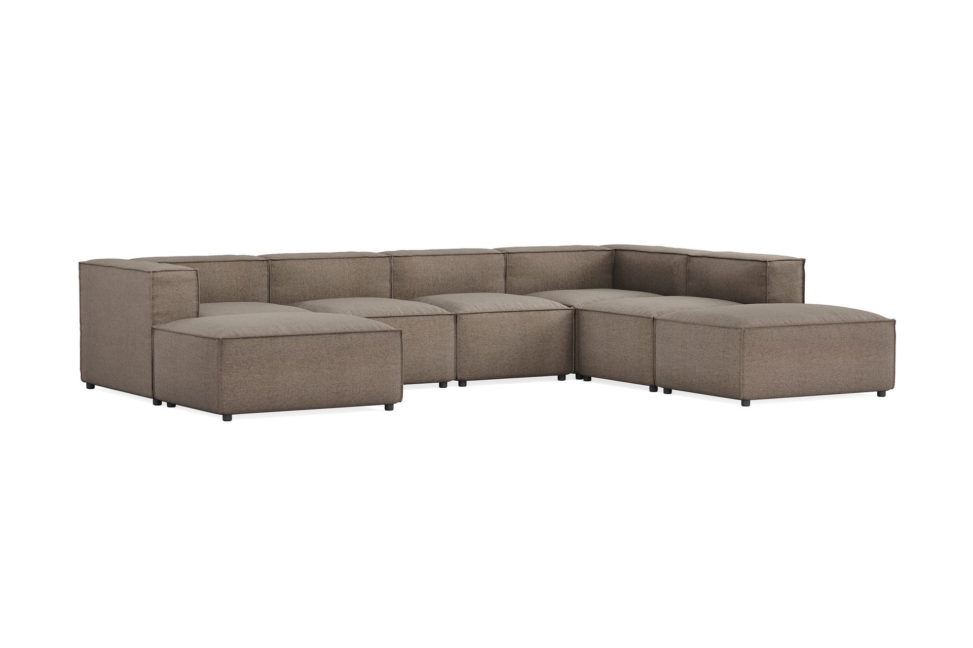 Cubo 5-seters U-formet Dyp Modulsofa med Divan og Sjeselong i Fløyel - Grå - Møbler - Sofaer - U-sofa