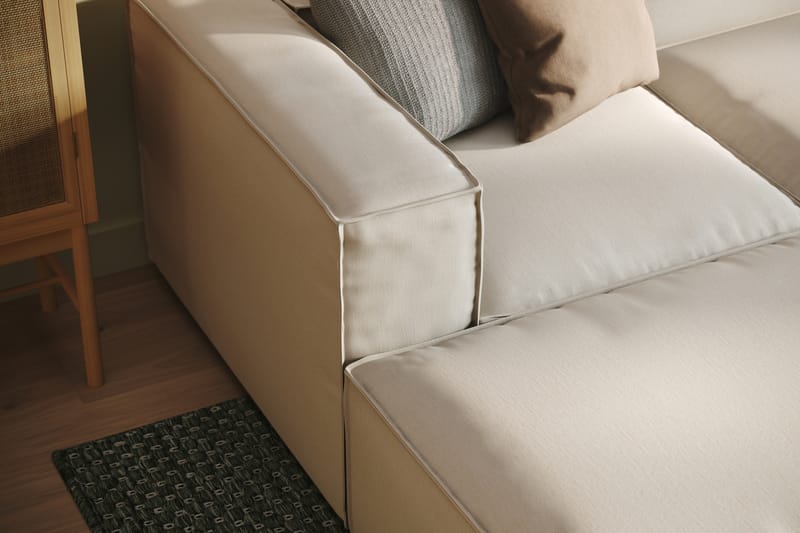 Cubo 5-seters U-formet Dyp Modulsofa med Divan og Sjeselong i Fløyel - Hvit - Møbler - Sofaer - U-sofa