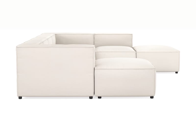 Cubo 5-seters U-formet Dyp Modulsofa med Divan og Sjeselong i Fløyel - Hvit - Møbler - Sofaer - U-sofa