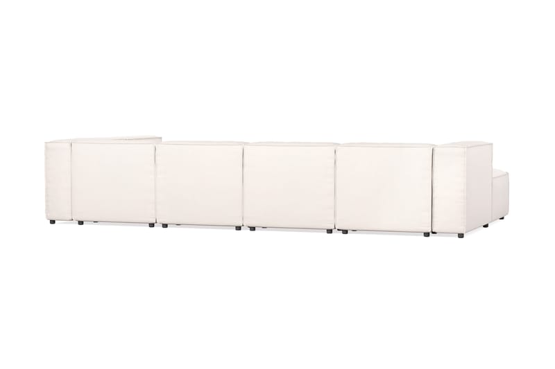 Cubo 5-seters U-formet Dyp Modulsofa med Divan og Sjeselong i Fløyel - Hvit - Møbler - Sofaer - U-sofa
