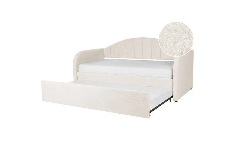 Dagbädd Beliani Eyburie med lamellram Beige, Bouclé Beige, undefined